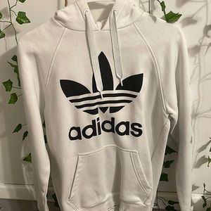 Adidas Logo White Hooded Sweatshirt